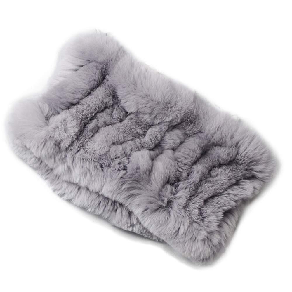 1558 Yu He Rabbit Fur Headband- Winter Knit Neck Warmer Real Headbands